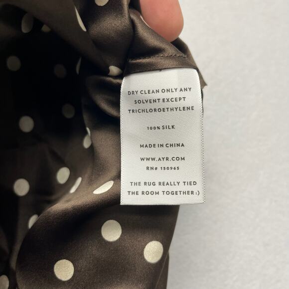 AYR Slip Silk Luxe Silky Charmeuse Delicate Twee Indie Polka Dot Skirt Large - Picture 5 of 8